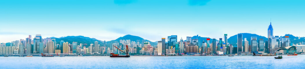 Obraz premium Hongkong, Chiny panoramę panoramy z całej Victoria Harbour.