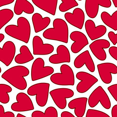 Red hearts seamless pattern.