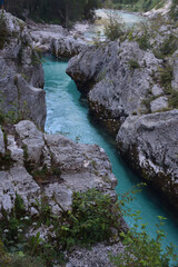 Velika Korita oder große Schlucht von Soca-Fluss, Bovec, Slowenien. Julianische Alpen.	