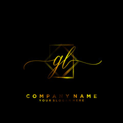 GL Initial handwriting logo vector