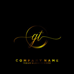 GT Initial handwriting logo vector
