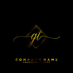 GT Initial handwriting logo vector