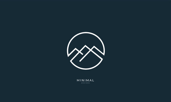 a line art icon logo of a mountain, hill, summit