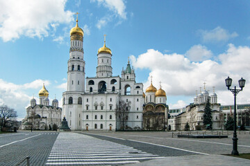 Kremlin, Moscow, Russia: view of the Ivan the Great bell tower and the belfry. Summer sunny day