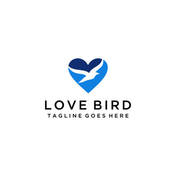 Creative luxury modern bird with heart sign logo template vector icon