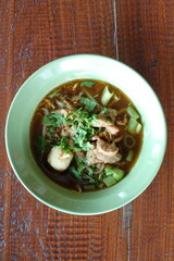 Brown with blood noodle soup