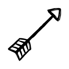 Arrow icon. Ink black outline silhouette. Hand drawn vector flat graphic illustration. Isolated object on a white background. Isolate.