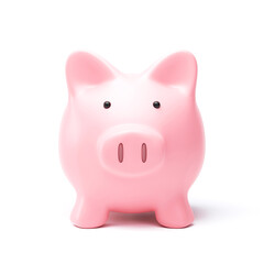Piggy bank or money box isolated on white background with savings money concept. Pink money box and savings idea. 3D rendering.