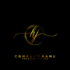 HJ Initial handwriting logo vector