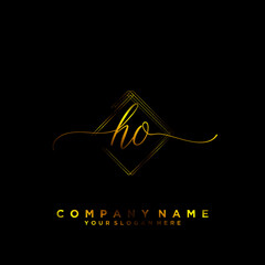 HO Initial handwriting logo vector