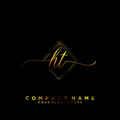 HT Initial handwriting logo vector