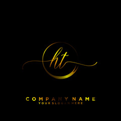 HT Initial handwriting logo vector