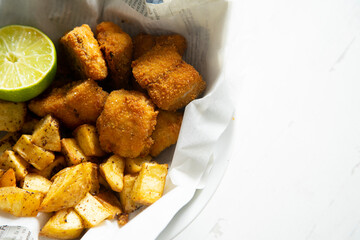 Fish and chips with lime