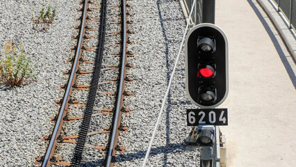 Red light on a railway line