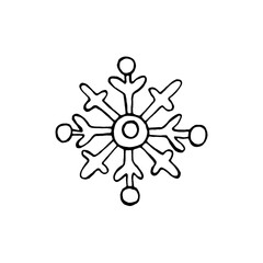 A snowflake. Hand drawn illustration. Suitable for winter design, greeting cards, stickers