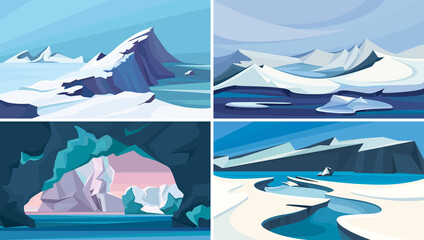 Collection of arctic landscapes. Ice nature sceneries. © Pakon