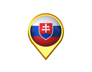 Slovakia flag location marker icon. Isolated on white background. 3D illustration, 3D rendering