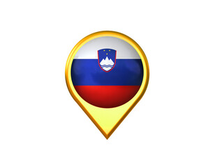Slovenia flag location marker icon. Isolated on white background. 3D illustration, 3D rendering