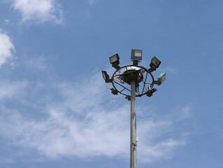 Daytime spotlight on a beautiful sky background