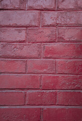 Old red painted brick wall texture, abstract background