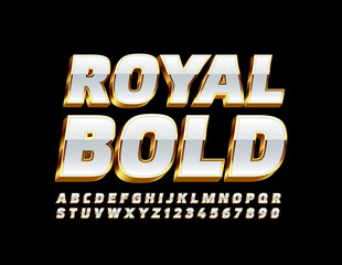 Vector Royal Bold 3D Font. Luxury Alphabet Letters and Numbers.