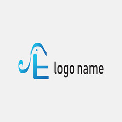 letter e creative blue logo illustration of an elephant. vector design