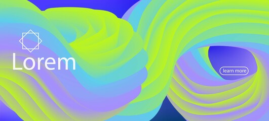 3d Fluid Lucid Vector Background. Landing Page, Green, Purple Background. 