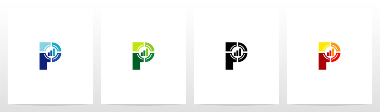 Bar Chart And Crosshair On Letter Logo Design P