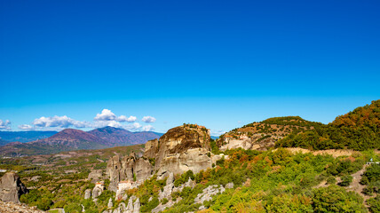 Fototapeta na wymiar Landscape of Corfu mountains with greenery.