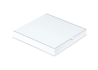 Vector realistic blank white paper pizza box