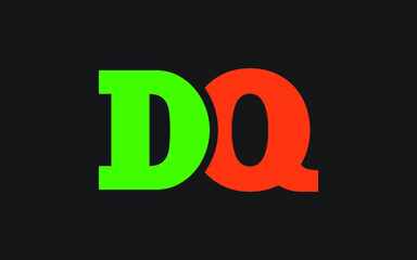 DQ or QD Letter Initial Logo Design, Vector Template