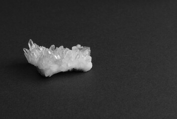 druse - quartz crystals. on black background