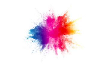 Colorful powder explosion on white background. Indian festival Holi