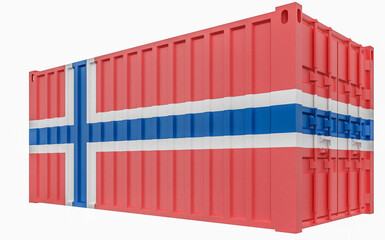 3D Illustration of Cargo Container with Norway Flag