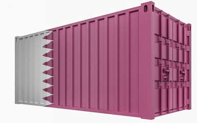 3D Illustration of Cargo Container with Qatar Flag