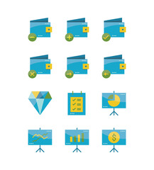 Financial and business concept. Flat icons design. vector