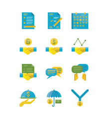 Business partner and communication concept. Flat icons design. vector