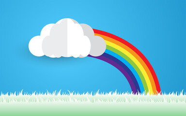  rainbow and clouds in the sky, Vector