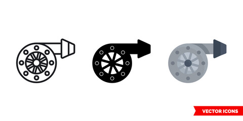 Air filter icon of 3 types. Isolated vector sign symbol.