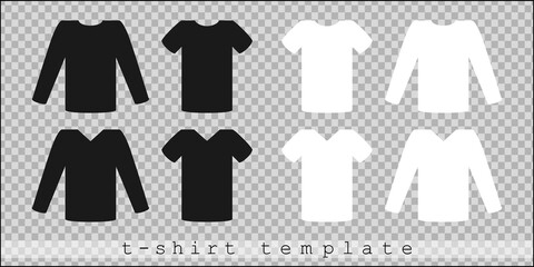 simple tshirt template vector illustration of a black white short and long sleeve t-shirt. mockup for your sweatshirt design printing on clothes