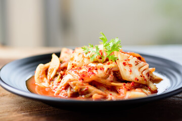 Kimchi cabbage on plate, Korean food