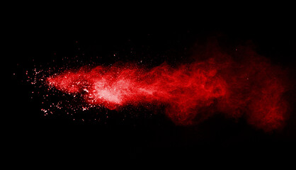 red powder on white background.