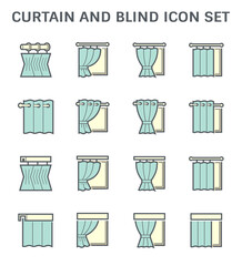 Curtain and blind decoration vector icon set design.