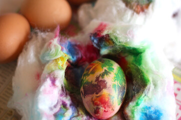 Painted Easter eggs, close up