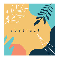Modern collage floral pattern. Poster, postcard, label for printing. Abstract flora background. Summer sale discount design background with tropical leaves.  
Social Media Template. 
