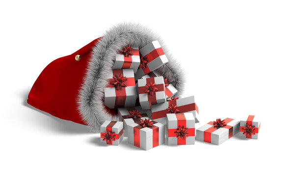 Hotte de Noël avec cadeaux - 3D rendering