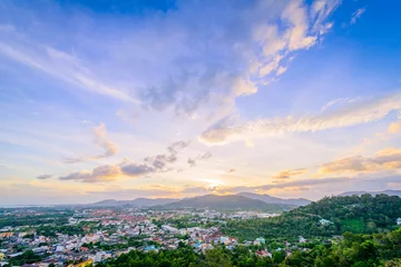 Foto op Canvas Khao Rang Viewpoint of Phuket city in sunset, Phuket province, Thailand © wuttichok