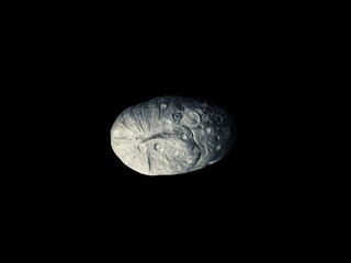 asteroid with craters on a black background