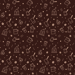 Coffee pattern, cups of coffee, coffee beans
