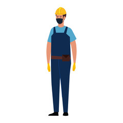 male constructer with mask design, Workers occupation and job theme Vector illustration